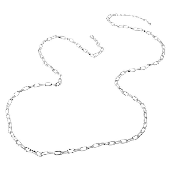 Paperclip Chain Silver Necklace 48” Long - Picture 3 of 5